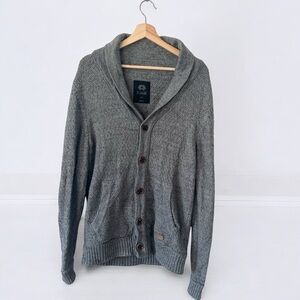 DJAB men’s gray shawl collar cardigan – 100% cotton, size M